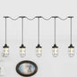 Minimalist Black Multi Light Chandelier with Clear Glass Cage - Farmhouse Tandem Ceiling Lamp