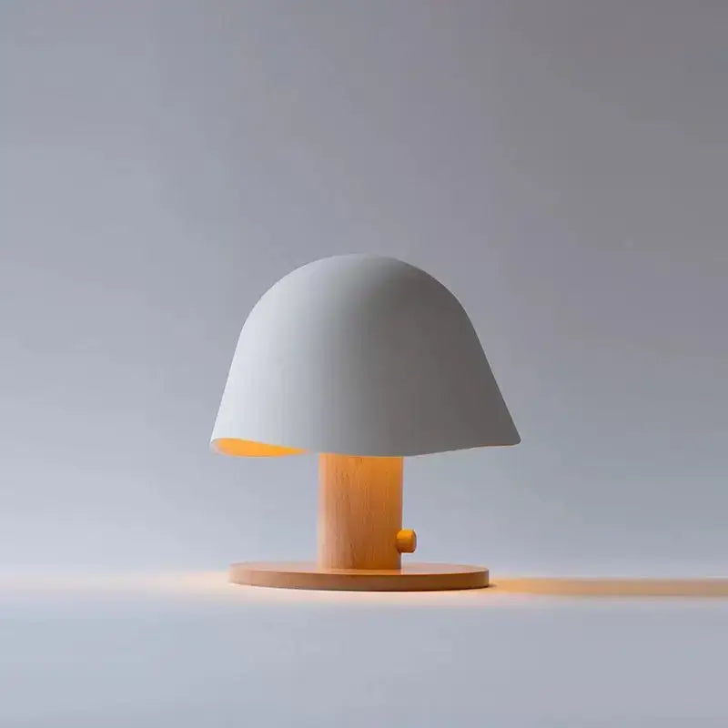 Minimalist black mushroom glass table lamp with wooden base and warm light for bedroom decorbites glass table lamp