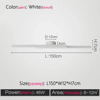 White led minimalist nordic ceiling light fixture with modern design 150cm length for living room ceiling light