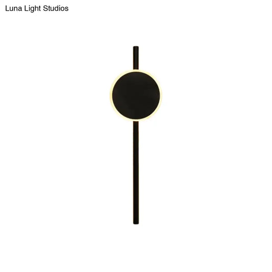 Minimalist black nordic led flush wall sconce with circular design and warm ambient lighting for bedroom use