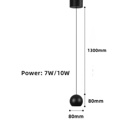 Minimalist black spherical pendant light with die-cast aluminum body and acrylic lamp holder for kitchen lighting