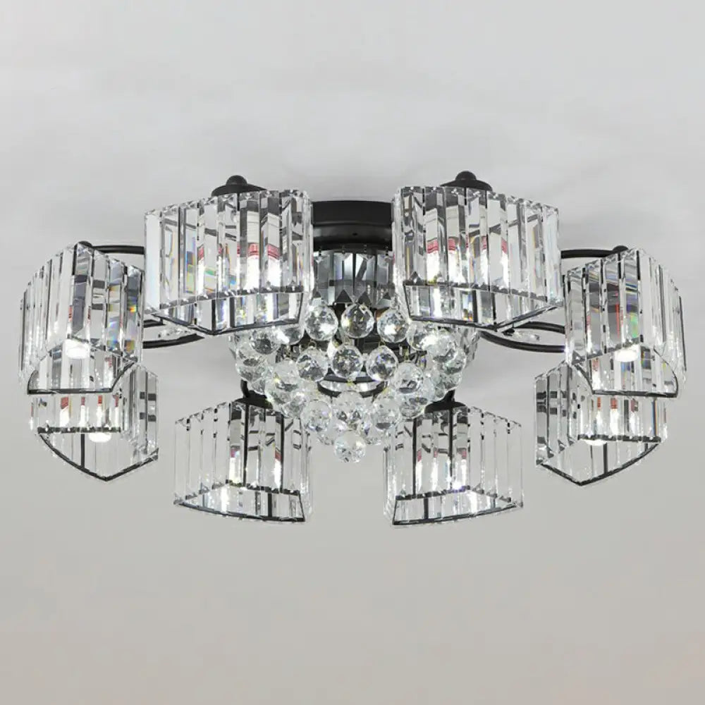 DecorBites™ DecorBites™ Minimalist Black Prismatic Crystal Bedroom Ceiling Lamp - Semi Mount Lighting