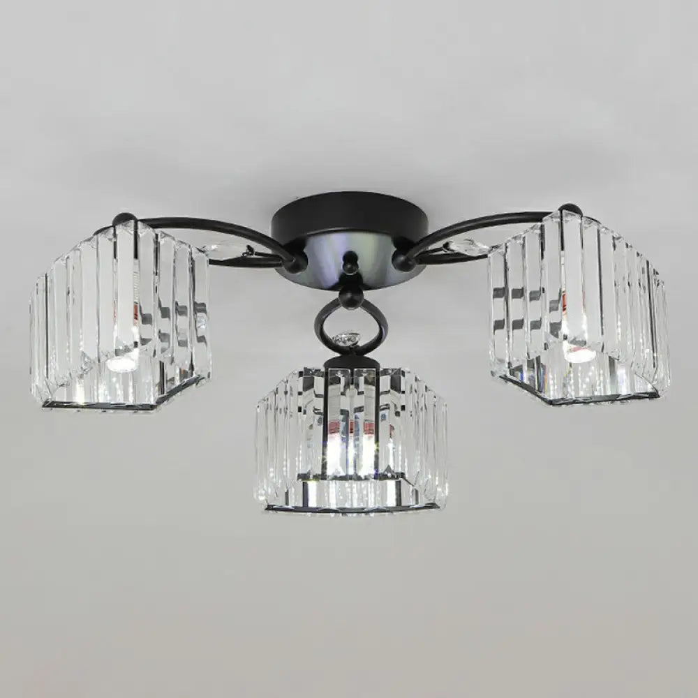 DecorBites™ DecorBites™ Minimalist Black Prismatic Crystal Bedroom Ceiling Lamp - Semi Mount Lighting