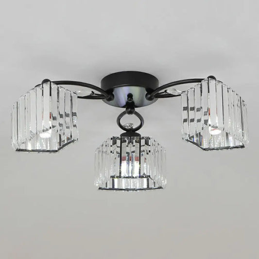 DecorBites™ DecorBites™ Minimalist Black Prismatic Crystal Bedroom Ceiling Lamp - Semi Mount Lighting