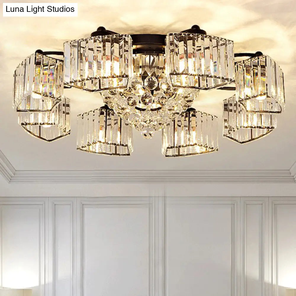 DecorBites™ DecorBites™ Minimalist Black Prismatic Crystal Bedroom Ceiling Lamp - Semi Mount Lighting