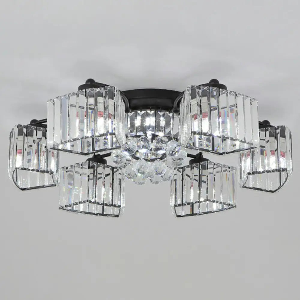 DecorBites™ DecorBites™ Minimalist Black Prismatic Crystal Bedroom Ceiling Lamp - Semi Mount Lighting