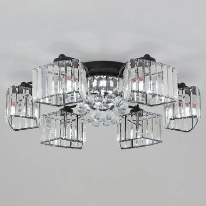 DecorBites™ DecorBites™ Minimalist Black Prismatic Crystal Bedroom Ceiling Lamp - Semi Mount Lighting