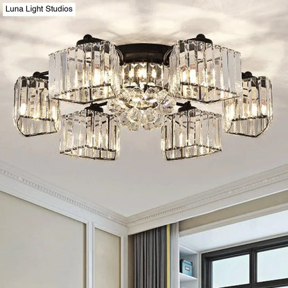 DecorBites™ DecorBites™ Minimalist Black Prismatic Crystal Bedroom Ceiling Lamp - Semi Mount Lighting