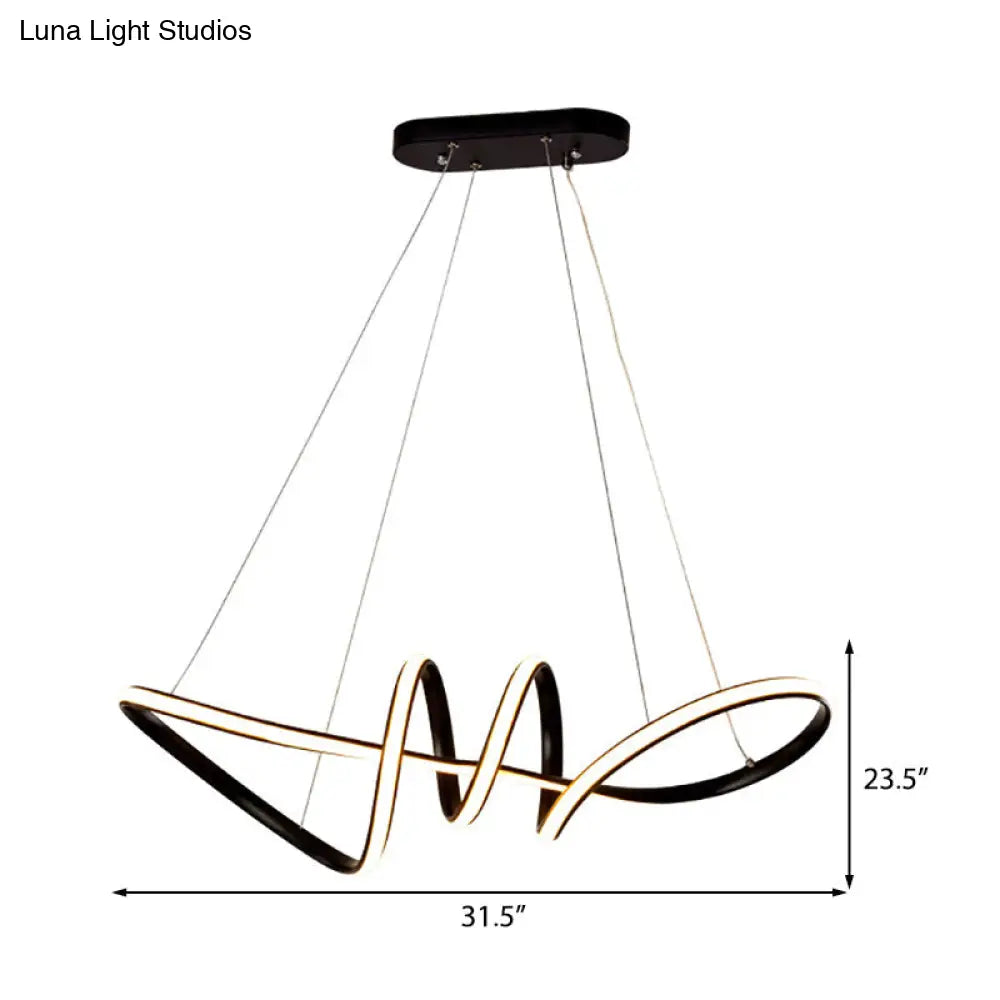 Lámpara de araña minimalista negra en espiral: Kit de luz colgante LED acrílica para comedor