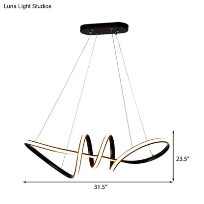 Lámpara de araña minimalista negra en espiral: Kit de luz colgante LED acrílica para comedor