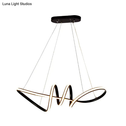 Lámpara de araña minimalista negra en espiral: Kit de luz colgante LED acrílica para comedor