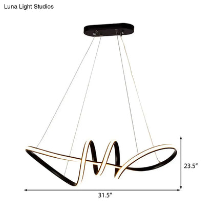 Lámpara de araña minimalista negra en espiral: Kit de luz colgante LED acrílica para comedor