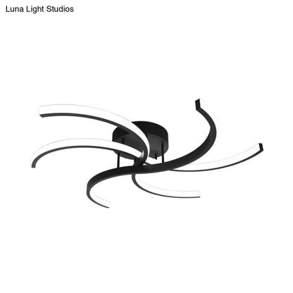 DecorBites™ DecorBites™ Minimalist Black Swirl LED Flush Mount Ceiling Fixture - 16"/19.5" Wide Semi Flush for Bedroom