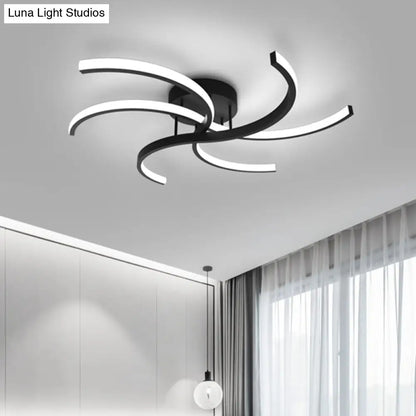 DecorBites™ DecorBites™ Minimalist Black Swirl LED Flush Mount Ceiling Fixture - 16"/19.5" Wide Semi Flush for Bedroom