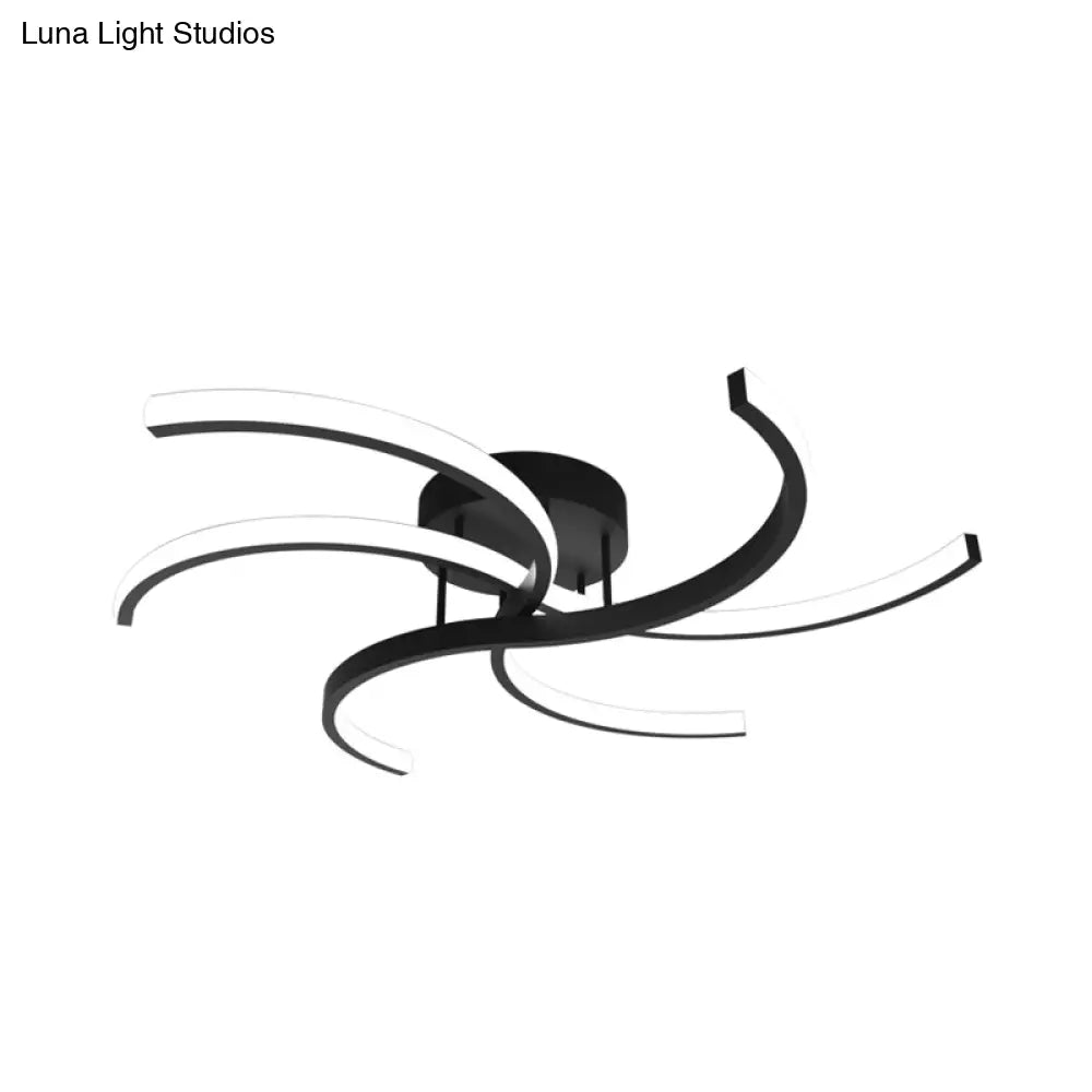 DecorBites™ DecorBites™ Minimalist Black Swirl LED Flush Mount Ceiling Fixture - 16"/19.5" Wide Semi Flush for Bedroom