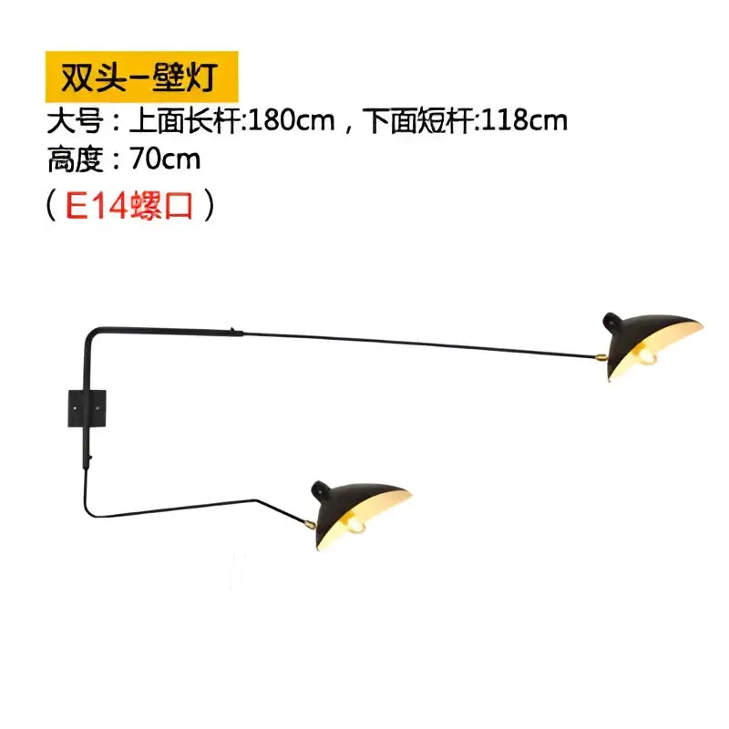 Minimalist black two arm wall lamp with curved arms and sleek design ideal for bedroom decorbites dawn spider