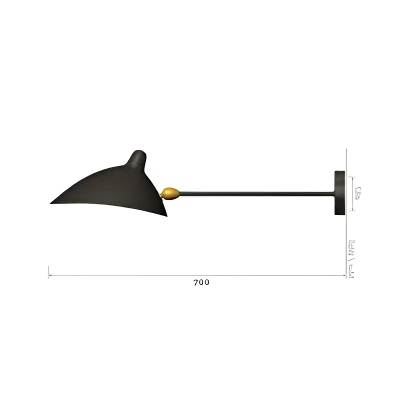 Minimalist black two arm wall lamp with matte finish and gold-toned joint for bedroom decorbites dawn spider light