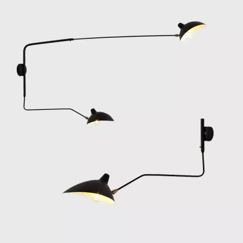 Minimalist black wall lamp with three articulated arms and dome shades ideal for bedroom decorbites dawn spider light
