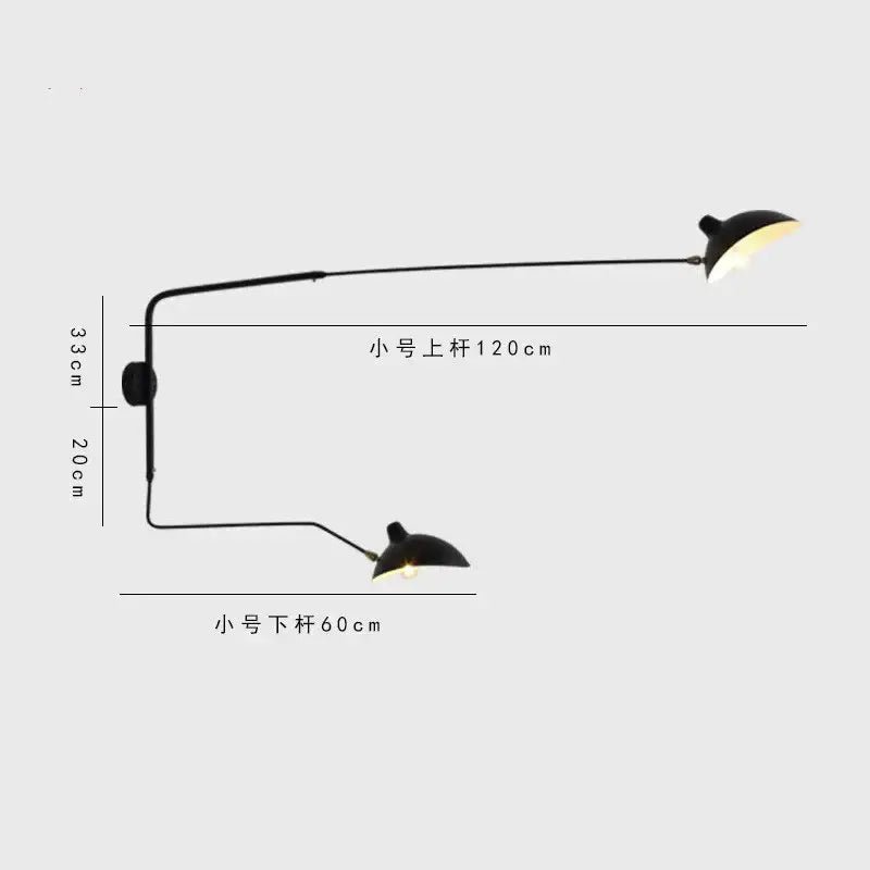 Minimalist black wall lamp with adjustable curved metal arms for living room decorbites black serge mouille design
