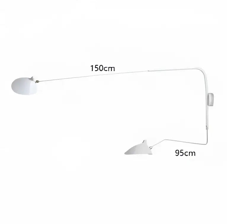 White minimalist wall lamp with two adjustable arms in sleek modern design suitable for decorbites black serge lighting