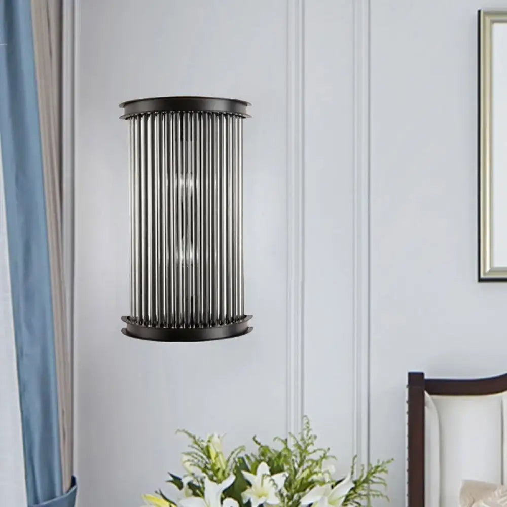 DecorBites™ DecorBites™ Minimalist Black Wall Sconce with Crystal Strip & 2 Bulbs - Bedside Wall Lamp