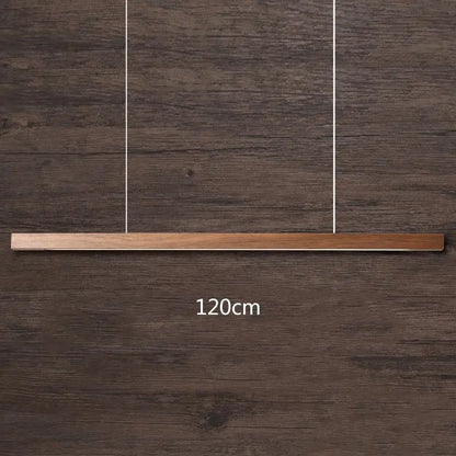 Minimalist black walnut log pendant light 120cm long with sleek horizontal design and natural wood grain decorbites black walnut