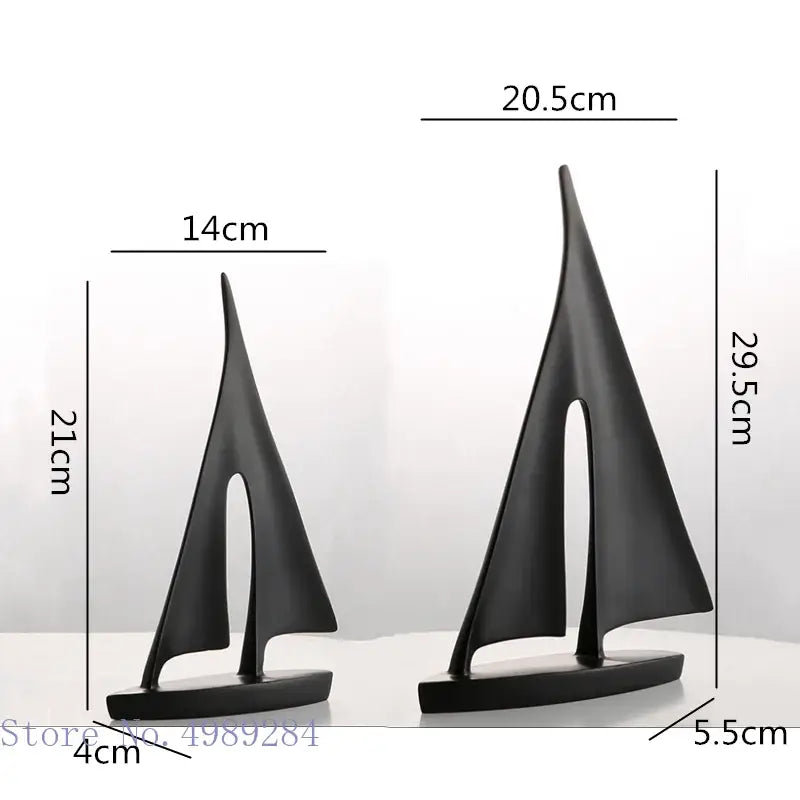 Minimalist black matte abstract resin sailboat figurines with sleek modern design for decorbites abstract resin decor