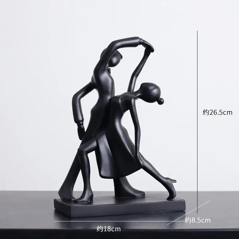 Minimalist black and white abstract resin sculpture featuring two intertwined dancers for living room decorbites abstract decor