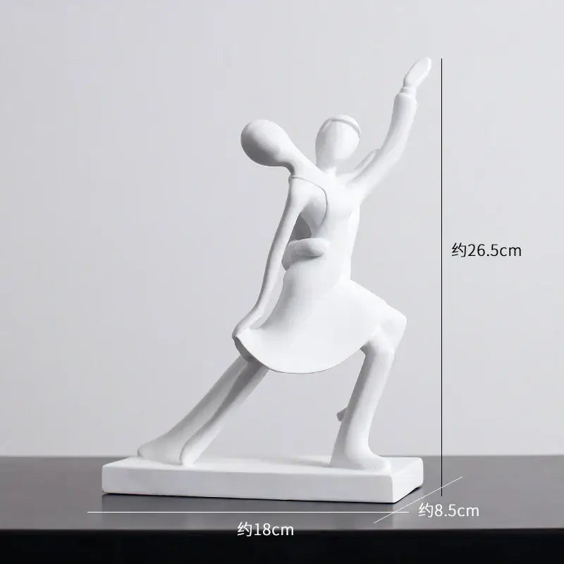 White ceramic minimalist black and white decorbites abstract resin sculpture of two dancers for living room decor