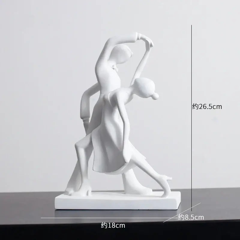 White resin abstract resin sculpture of two intertwined dancers for minimalist black and white decorbites abstract decor