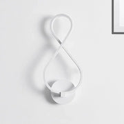White infinity-shaped acrylic led wall lamp with sleek minimalist black and white design for bedroom sconce lighting