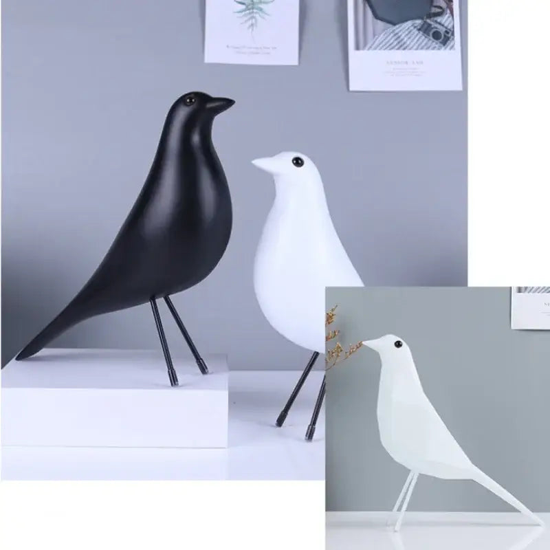 Minimalist black and white bird peace dove resin craft figurines with sleek stylized design for living room decorbites decor