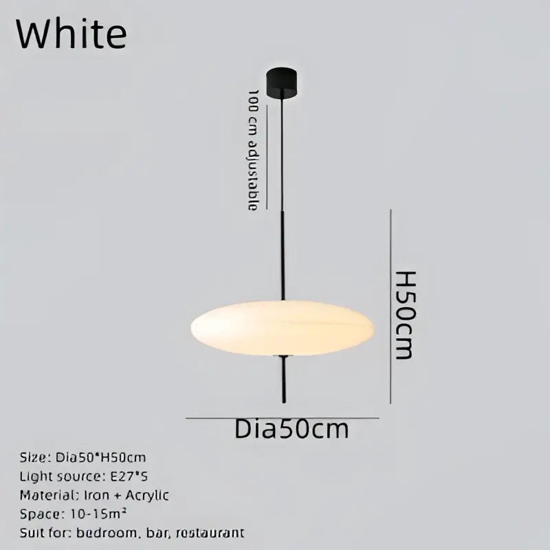 Minimalist black and white decorbites designer pendant light with adjustable iron and acrylic oval design for dining room