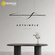 Minimalist black and white wave-shaped dimmable led linear chandelier for dining room decorbites dimmable led fixture