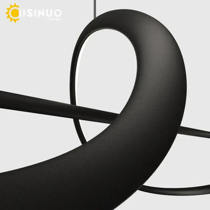 Black matte dimmable led linear chandelier with sleek curved ring design for minimalist dining room decorbites dimmable led