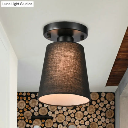 DecorBites™ DecorBites™ Minimalist Black/White Fabric Semi Flush Mount Bedroom Lamp