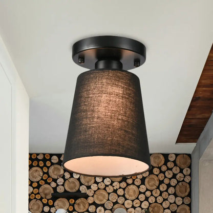 DecorBites™ DecorBites™ Minimalist Black/White Fabric Semi Flush Mount Bedroom Lamp