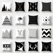 Minimalist black and white flocking pillowcase with geometric patterns and decorbites black white designs for living room decor