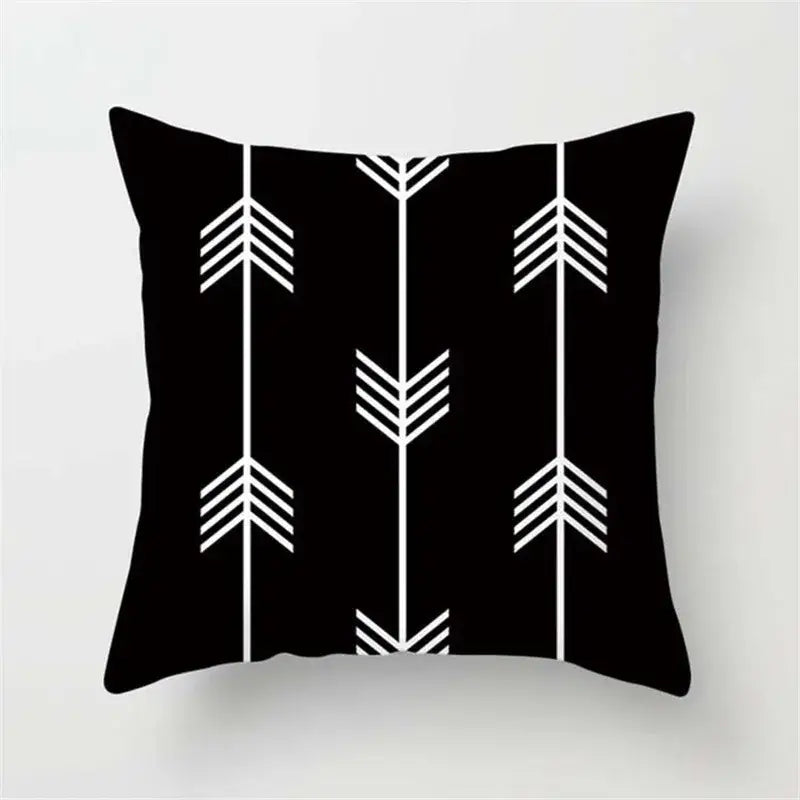 Minimalist decorbites black white flocking pillowcase featuring geometric arrow patterns for living room decor