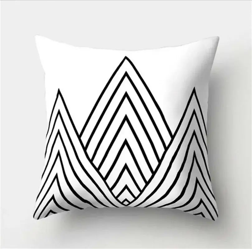 White throw pillow with bold black geometric chevron pattern on decorbites black white flocking pillowcase cover
