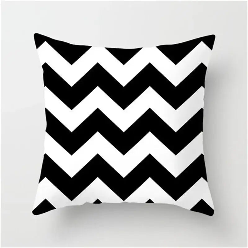 Black and white chevron-patterned flocking pillowcase for living room decorbites black white cushion cover