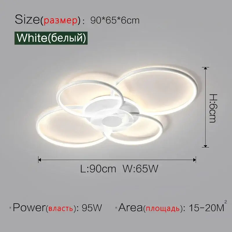 Modern white led ceiling lamp with overlapping circular rings for decorbites living room ceiling lighting