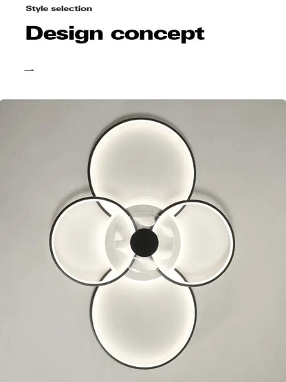 Minimalist black and white floral ring ceiling lamp with led lights and black accents for decorbites living room ceiling