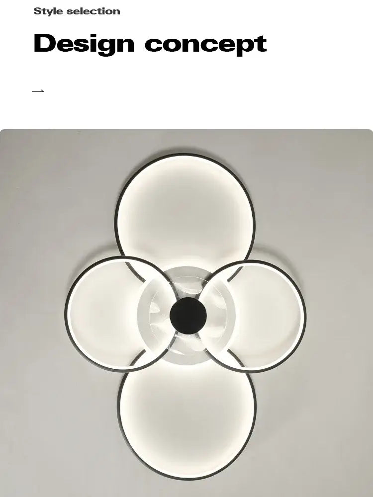 Minimalist black and white floral ring ceiling lamp with led lights and black accents for decorbites living room ceiling