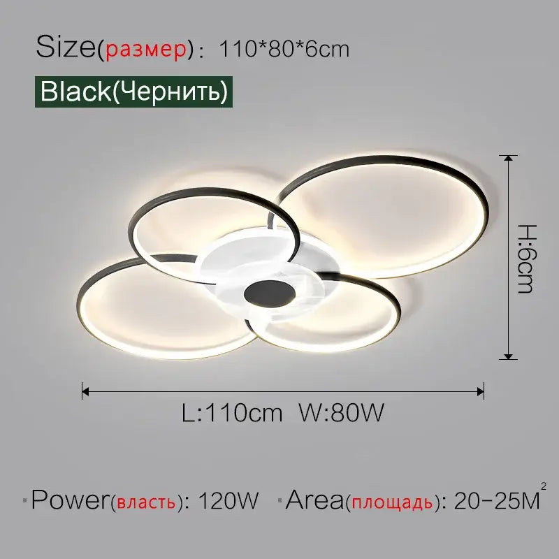 Modern black and white circular led ceiling lamp with minimalist floral ring design for decorbites living room ceiling