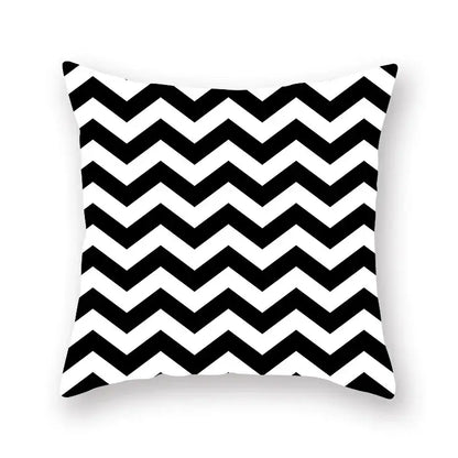 Minimalist black and white chevron-patterned decorbites black geometric cushion cover for living room decor