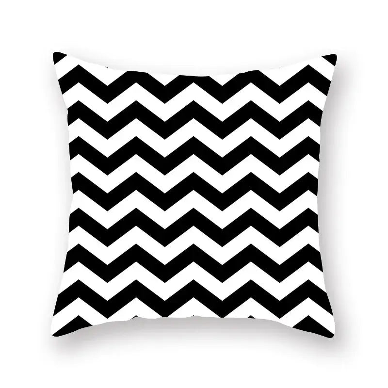 Minimalist black and white chevron patterned geometric cushion cover for living room decorbites black geometric style