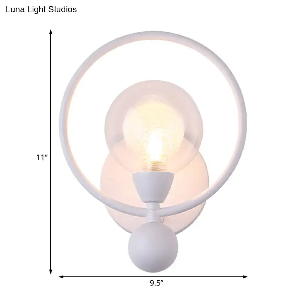 Minimalist black and white glass ball wall sconce with frosted glass ball shade for 220v-240v bedroom lighting
