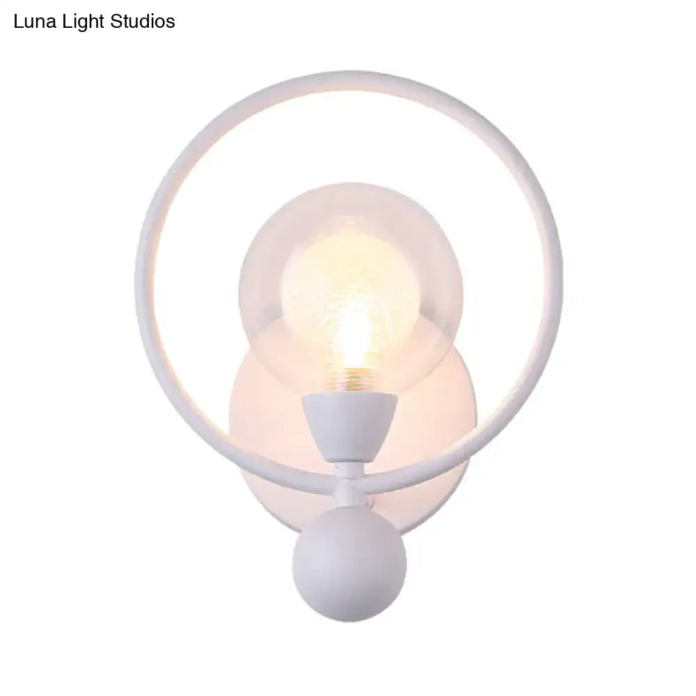 White minimalist black and white glass ball wall sconce with frosted glass ball shade for bedroom 220v-240v 110v-120v lighting