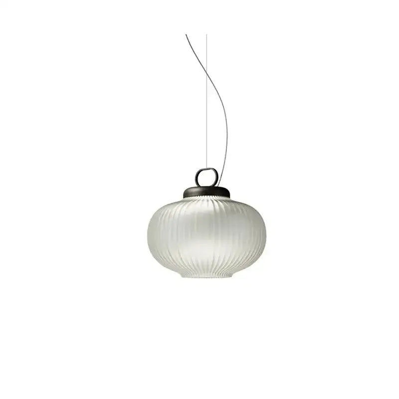 Minimalist black and white glass chandelier pendant light with frosted white glass and decorbites black metal top